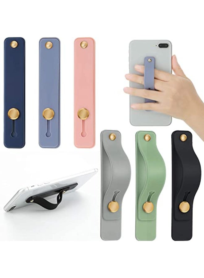 CLENEA 6Pcs Cell Phone Grip Straps, Phone Finger Grips, Soft and Durable, Easy To Install, Smooth Surface, Retractable Design, Can Be Used In Phone Cases, Suitable for Most Phones and Tablets, 6 Colors - Image 1